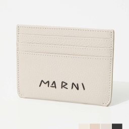 マルニ MARNI PFMO0115U0 P6533 カードケース CC HOLDER レディース カードホルダー レザー パスケース 刺繍コンパクト プレゼント ギフト ブラック ライトグレー ソフトベージュ アイボリー