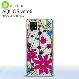 SHG04 ZERO6 AQUOS zero6 背面ケース カバー ステンドグラス風 おしゃれ ガーベラ ピンク ステンドグラス風 かわいい おしゃれ 背面ケース nk-zero6-sg01