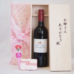 母の日 ギフトセット ワインセット お母さんありがとう木箱セット(フランス赤ワイン750ml)母の日カード お母さんありがとうカーネイション