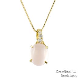 ネックレス レディース 紅水晶 k18 ダイヤモンド ローズクオーツ イエローゴールドk18 18k 18金 ピンク 淡い ダイヤ 一粒ネックレス パワーストーン クリスマス