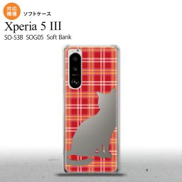 SO-53B SOG05 Xperia5 ケース ソフトケース 猫 チェック B 赤 オススメ 人気 おしゃれ スマート シンプル nk-xp53-tp952