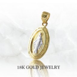 18金 ペンダントトップ ネックレス チャーム レディース 母の日 メダイ K18 K18WG お守りジュエリー ゴールド ツートーン 金 プレゼント ペンダントヘッド トップのみ プレゼント 女性 母 妻 誕生日 婚約 結婚記念日 ギフト 贈り物 成人 卒業 入学
