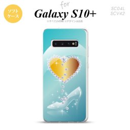 SC-04L SCV42 Galaxy S10+ スマホケース ソフトケース ハート ガラスの靴 青 メンズ レディース nk-s10p-tp235