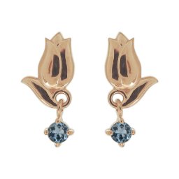 チューリップ ピアス レディース 天然石 アクアマリンサンタマリア 揺れるピアス プレゼント 母の日 2024