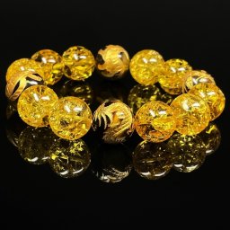 【開運ギフト】 一点物［財運を高める］14mm 金彫四神獣 タイガーアイ シトリン 黄水晶クラック ブレスレット 相性抜群 天然石必勝祈願 お守り 運気アップ 京海堂 SiSin13 事業成功祈願 仕事運 特別な一点物