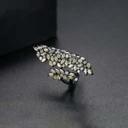 リング キュービックジルコニア ブラック 真鍮 イエロー ブラック 大きめ 大ぶり おしゃれ きれいめ モチーフ フラワー 花 r18071012