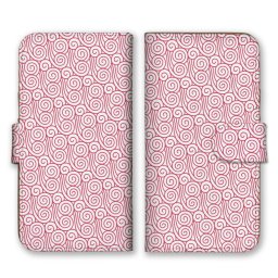 ＼全機種対応／ スマホケース 手帳型 スマホカバー 手帳タイプ スマートフォン ケース カバー イラスト うずまき ぐるぐる パターン レッド かわいい おしゃれ カードホルダー付き カード収納 合皮 合成レザー