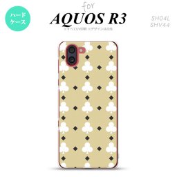 SH-04L SHV44 R3 AQUOS R3 スマホケース カバー トランプ クラブ ベージュ 白 nk-r3-535