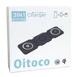 置くだけ充電 ワイヤレス充電器 3in1 複数台 15w 持ち運び OITOCO 充電スタンド スマホ アイフォン アップルウォッチ エアポッツ 充電器 高速 急速 充電 スマホスタンド 折りたたみ コンパクト 男性 女性 誕生日 プレゼント 成人 卒業 入学