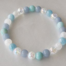 理想の結婚・夫婦生活を送りたい　結婚　恋愛　パワーストーン　ブレスレット　アクアマリン　アマゾナイト　青　ブルー　結婚祝い　婚活　スリム　6ｍｍ　娘　友人　妻　嫁　かわいい　細身タイプ