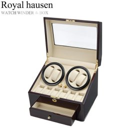 Royal hausen ロイヤルハウゼン 時計ワインダー 自動巻き ワインディングマシーン マブチモーター 収納 コレクション ケース MDF 4本用 6本収納 GC03-D66EW<br>