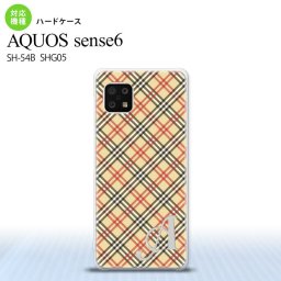 SH-54B SHG05 AQUOS sense6 スマホケース ハードケース チェック A ベージュ 赤 +アルファベット メンズ レディース nk-sens6-445i
