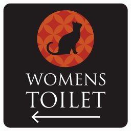 トイレ 御手洗 TOILET トイレマーク ねこ 猫 ネコ ミッドナイト風 WOMENS 左 矢印 ピクトサイン ステッカー シール 塩ビ製 サイン ウォールステッカー インテリア 施設 案内