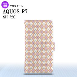 SH-52C AQUOS R7 手帳型スマホケース カバー アーガイル ピンク グレー  nk-004s-r7-dr1411