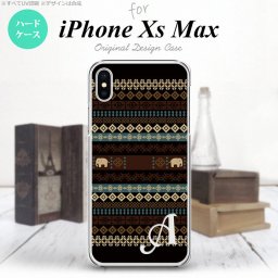 iPhoneXsMax iPhone XS Max スマホケース ハードケース エスニック ゾウ 黒 +アルファベット メンズ レディース nk-ixm-1571i