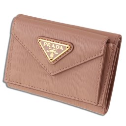 PRADA (プラダ) 1MH021 2DH5 F0236 ヴィッテロムーブレザー トライアングル財布 レザー CIPRIA ベージュピンク vitello move  TR Wallet 三つ折り 3つ折り財布 コンパクトウォレット レディース 財布 ギフト プレゼント お祝い 誕生日 新品 ブランド