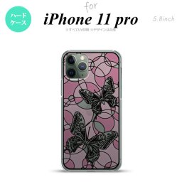iPhone11pro 背面ケース カバー ステンドグラス風 蝶 ホワイトピンク ステンドグラス風 nk-i11p-sg34