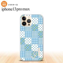 iPhone13ProMax iPhone13 Pro Max ケース ソフトケース パッチワーク 水色 +アルファベット iPhone13 プロ マックス 6.7インチ おしゃれ かわいい メンズ レディース キッズ デザインたくさん nk-i13pm-tp1064i