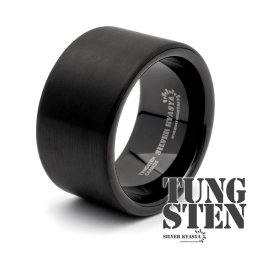 タングステン ワイドリング つや消し 幅12mm 太幅 幅広 ごつめ 指輪 メンズ リング ブラック つや消し マット シンプル 金属アレルギー対応 男性