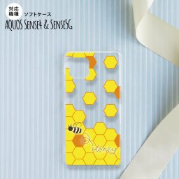 sense4 sense5 Aquos sense4/5 スマホケース ソフトケース ハニー クリア 黄 メンズ レディース nk-sens4-tp1685
