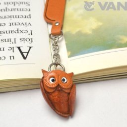 ふくろう チャームブックマーカー【レザー 本革 VANCA バンカクラフト革物語 国産 ハンドメイド 贈り物 即納】