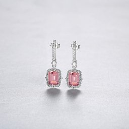 ピアス 両耳用 パープル シルバー925 シルバー スタッド エメラルドカット 4本爪 揺れる ゆれる 上品 エレガント 大人 きれいめ ce20090707