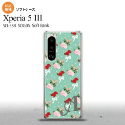 SO-53B SOG05 Xperia5 ケース ソフトケース 花柄 バラ リボン ターコイズ +アルファベット オススメ 人気 おしゃれ スマート シンプル nk-xp53-tp244i