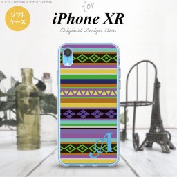 iPhoneXR iPhone XR スマホケース ソフトケース エスニック ボーダー 紫 +アルファベット メンズ レディース nk-ipxr-tp1564i