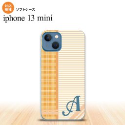 iPhone13mini iPhone13 mini ケース ソフトケース チェック ボーダー オレンジ +アルファベット iPhone ミニ 5.4インチ  おしゃれ かわいい メンズ レディース キッズ デザインたくさん nk-i13m-tp1602i