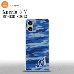 Xperia 5V Xperia 5V スマホケース 背面ケースソフトケース タイガー 迷彩 A 青 +アルファベット 2023年 10月発売 nk-xp55-tp1167i