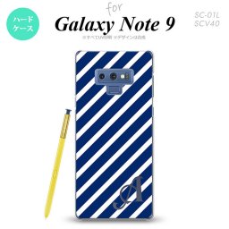 Galaxy Note 9 ギャラクシー ノート9 SC-01L SCV40 スマホケース カバー ハードケース ストライプ 青×白 イニシャル 対応 nk-note9-716i[スマホ,スマホケース,スマホカバー,ケース,カバー,ジャケット]