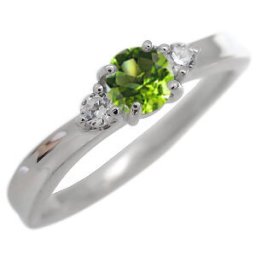 ペリドット エンゲージリング プラチナ エンゲージリング 一粒 婚約指輪