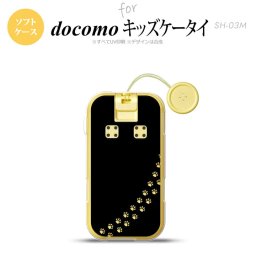 SH-03M キッズケータイSH-03M スマホケース ソフトケース 猫 足跡 黒 クリア メンズ レディース nk-sh03m-tp421