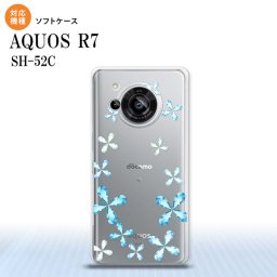 SH-52C AQUOS R7 スマホケース 背面ケースソフトケース 花柄 カット 水色 2022年 7月発売 nk-r7-tp805