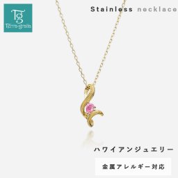 ハワイアンジュエリー ハワイアン ネックレス レディース 金属アレルギー ステンレス キュービックジルコニア イエローゴールドカラー シンプル 大人かわいい テラグラティア Terra-gratia LadiesNecklace【gpss1540yg】単品