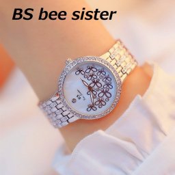 BS bee sister 腕時計 時計 レディース 女性用 ウォッチ セレブ ゴージャス ダイヤモンド 人気 クリスタル ガラスカット アクセサリー ラッピング無料  かわいい おしゃれ シルバー ブレスレット 旅行 イベント カジュアル 丸い 円形 FA1481