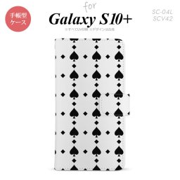 SC-04L SCV42 Galaxy S10+ 手帳型スマホケース カバー トランプ スペード クリア 黒 nk-004s-s10p-dr537