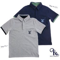 【BRILLAMMENT メンズ服】 英国紳士気品 粋な配色 優雅 高級 刺繍 鹿の子 メンズ 【ネイビー　グレー】（JPBt) 【半袖ポロシャツ メンズ M L】 紳士服 親子揃い 誕生日 ブランドポロシャツ 半袖 無地 定番 アドゥラブル 父の日ギフト ブリラメント