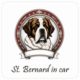 ドッグ カーステッカー イラスト付 Dog in Car セントバーナード セーフティサイン 犬種別 正方形 13x13cm シール リア あおり運転対策 Dog Sticker 屋外 屋内 防水 かわいい おしゃれ 安全対策 カーサイン