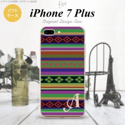 【iPhone7plus】【スマホケース/スマホカバー】【アイフォン7plus】iPhone7plus スマホケース カバー アイフォン7plus ソフトケース イニシャル エスニックボーダー 緑 nk-i7plus-tp1563ini【メール便送料無料】