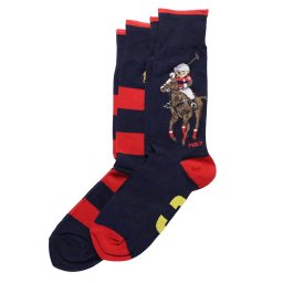 ポロラルフローレン：POLO PLAYER BEAR ソックス 2PK (ネイビー)[ソックス/ 男性下着/ メンズインナー/人気ブランド/おすすめギフト/誕生日プレゼント/メンズファッション]