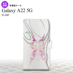 SC-56B Galaxy A22 手帳型スマホケース カバー ピンスト 白 ピンク  nk-004s-a22-dr1246