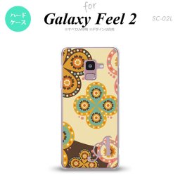 Galaxy Feel 2 ギャラクシー フィール 2 SC-02L スマホケース カバー ハードケース エスニック花柄 ベージュ×茶 イニシャル 対応 nk-sc02l-1583i[スマホ,スマホケース,スマホカバー,ケース,カバー,ジャケット]