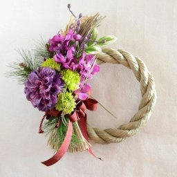 ■ダリアとマムのしめ縄　造花　正月　手作りキット