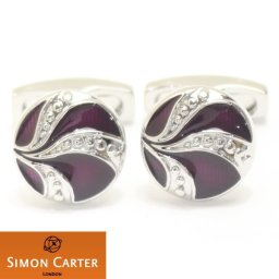 カフス サイモンカーター 英国 ブランド SIMON CARTER Vintage Button パープルエナメル カフス  誕生日 カフスマニア