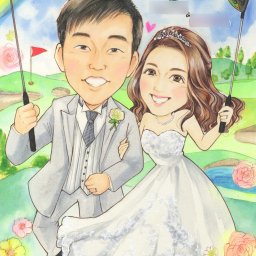 結婚式 ウェディング ボード ウェルカムボード 似顔絵 写真から似顔絵 贈り物 ギフト 贈呈用 おすすめ 喜ばれる サプライズ カラフル キレイ おしゃれ 大人数 感謝 記念日 名入れ 名前入れ あきよ【大人数歓迎】【あらゆるイベントに対応】【思わず笑顔になって涙がこぼれる一生の宝物】ずっと飾れる満足度の高い似顔絵をお届け 