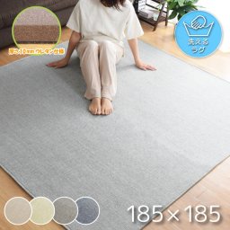 ラグ 2畳 厚手 下敷きラグセット 10mm厚 カバー付き 洗える 春夏用 ラグサイズ 約185×185cm 北欧 ヘリンボーン 平織 無地 ボーダー ニュアンスカラー くすみ おしゃれ ノーイ ラグプラス 