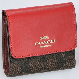 コーチ 三つ折り財布 レディース ブランド COACH シグネチャー CE930 IMRVQ 1 レッド/ブラウン