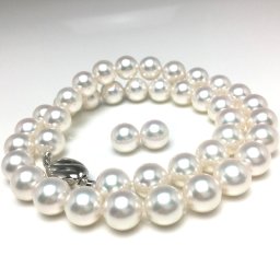 真珠 ネックレス パール オーロラ・花珠 アコヤ真珠 イヤリング or ピアス セット 9.5-10.0mm ホワイト系ホワイトピンク シルバー クラスップ 69960 イソワパール