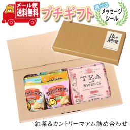 プチギフト お菓子 送料無料 【選べるメッセージシール】ほっと一息 スマイルなカントリーマアム(バニラ)と紅茶 ミニギフト(2種・8コ) メール便 お菓子 詰め合わせ ミニギフト(omtmb8581t)